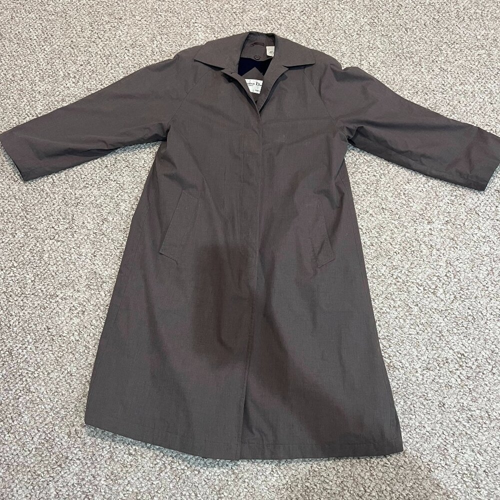 Vintage Christian Dior women's coat taupe/light brown, size 10
